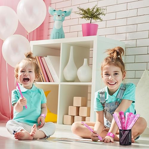 Miniatura 4 de Tatuo 48 pulseras rosadas para niñas, pulseras rosadas, pulseras rosadas, pulseras rosadas, pulseras de princesa, regalo de premio para el aula,