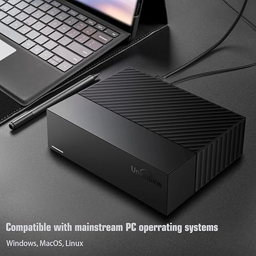 Miniatura 7 de UnionSine Disco duro externo de escritorio 14TB, USB3.0 HDD de almacenamiento de 3.5" compatible con PC, Mac, TV, escritorio, portátil (negro) HD3513