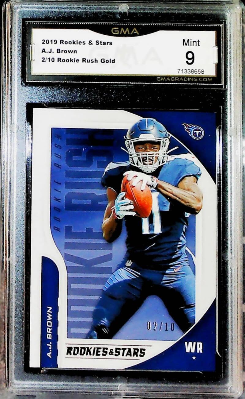2019 Panini Rookies and Stars Football Rookie Rush Gold S10#RR-AB A.J. Brown Tennessee Titans RC GMA 9 MINT Trading Card