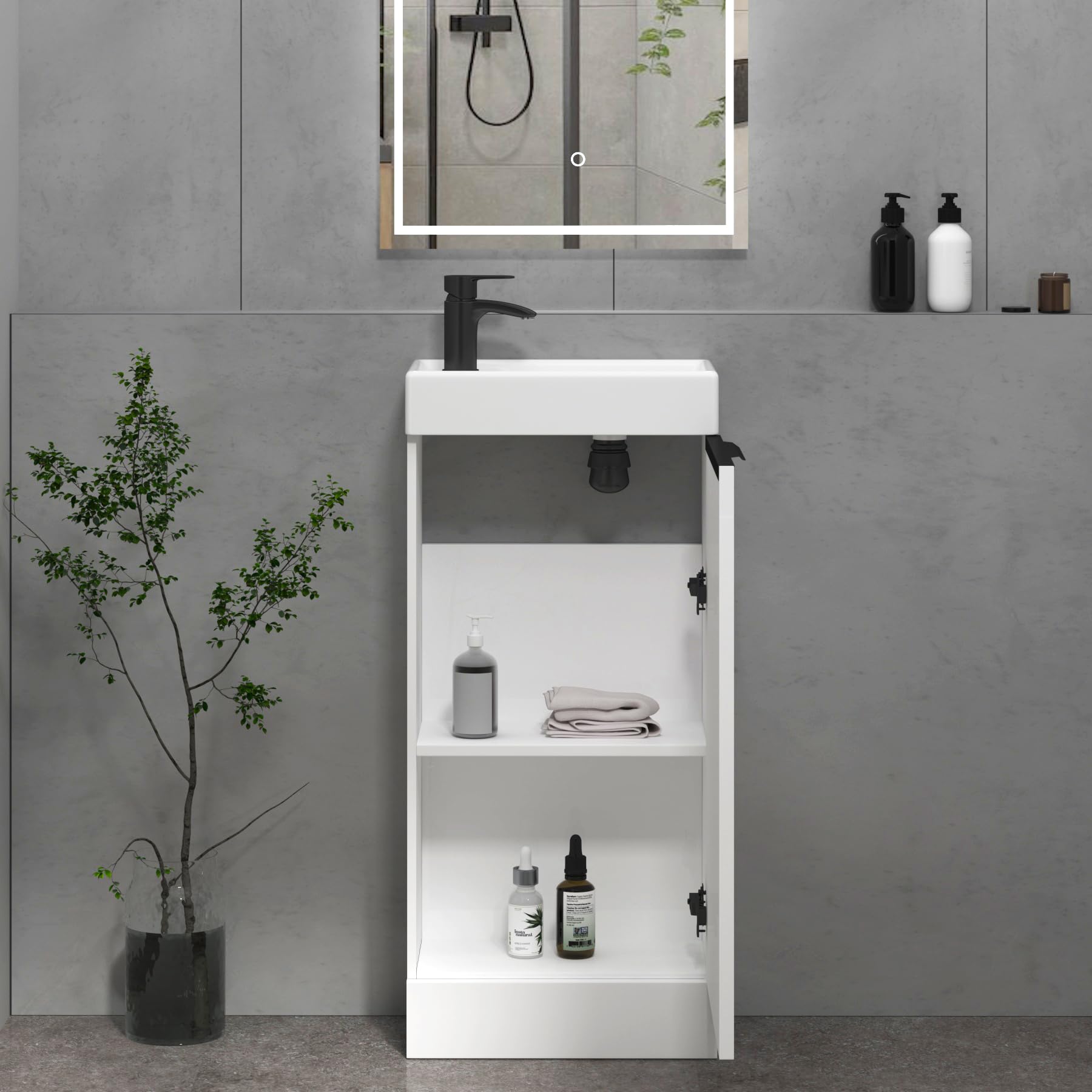 400mm Floor Standing Bathroom Vanity Unit With Basin - Image 3