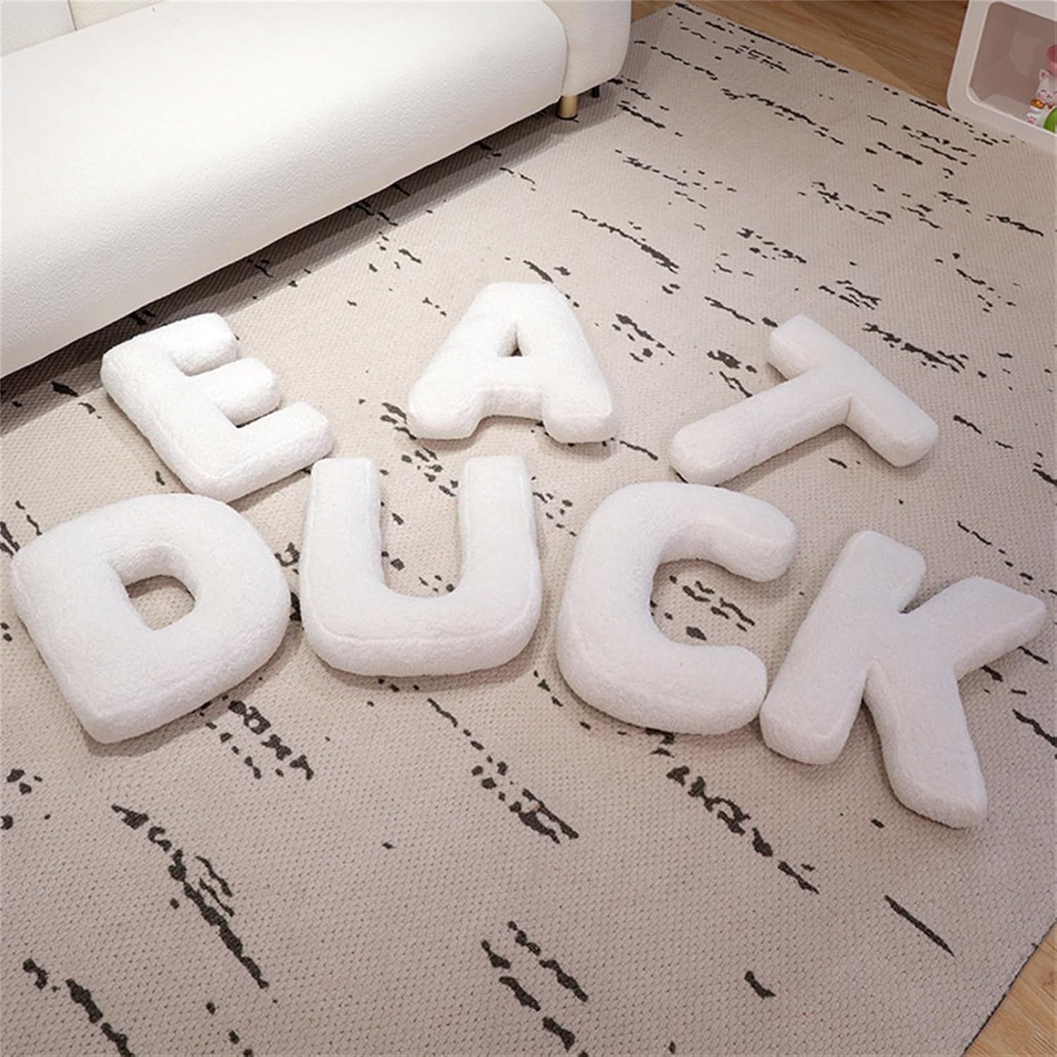 White Letter Throw Pillow, Cute Soft Plush Initial Letter Decorative Pillows English Alphabet Throw Pillows Cushion for Living Room Sofa Couch Bed Car Decoration, A