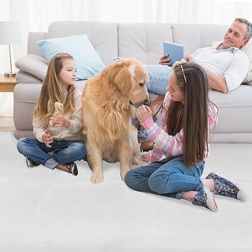 Miniatura 5 de Alfombra blanca de piel sintética de conejo de 2 x 6 pies para dormitorio, cuarto de bebé, sofá, sala de estar, alfombra con alfombra que no
