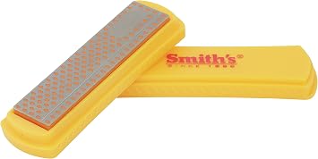 Smiths 50447 4-Inch Diamond Sharpening Stone Yellow Plastic Cover Included Fine 750 Grit Lightweight & Compact Sharpen Hooks, Knives & Tools
