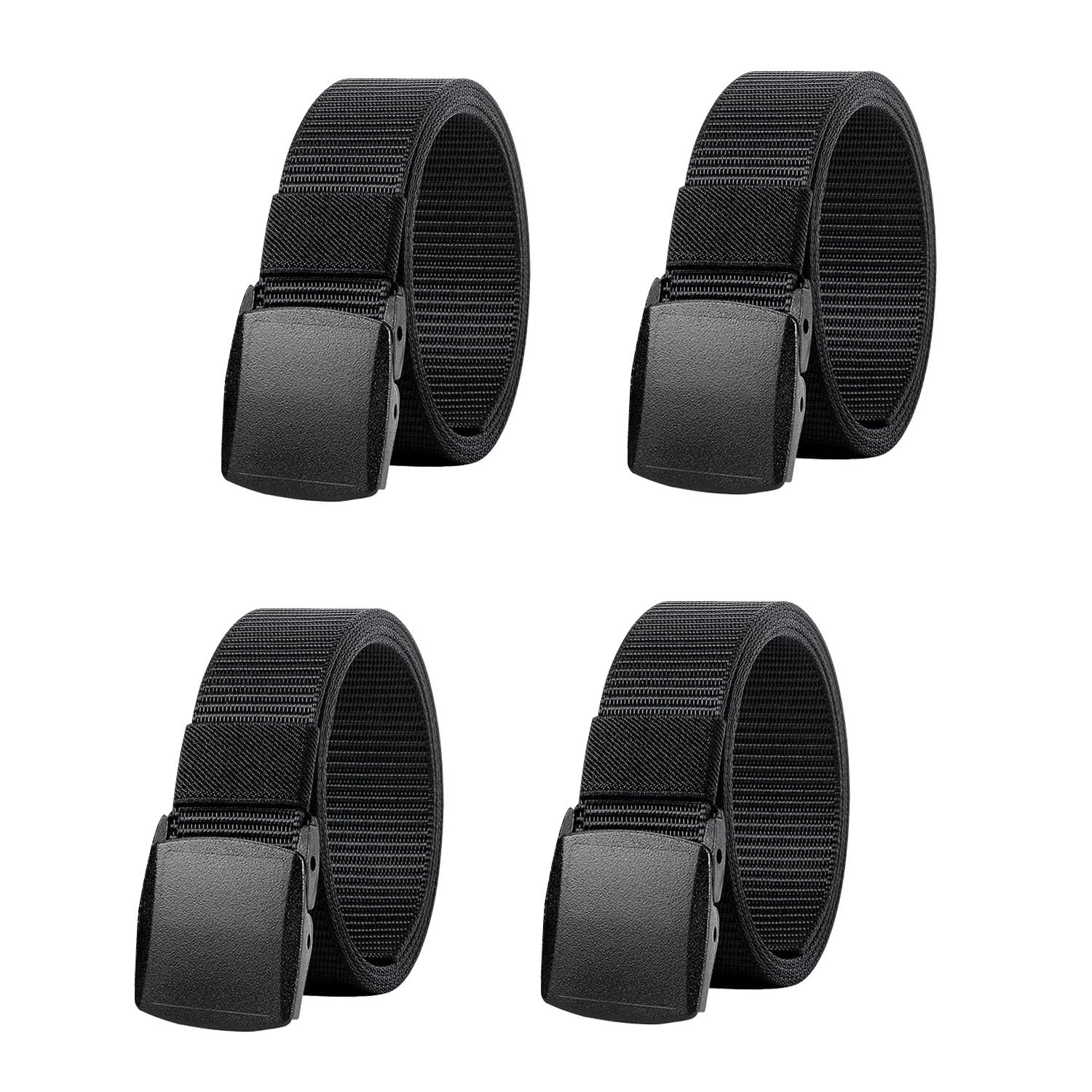 Moshero Unisex Black 4Pcs Work Belts - Nylon Canvas Belt For Men & Women, Adjustable Nylon Fabric Belt With Plastic Buckle, Length 130 Cm, Width 3.8 Cm ( & )