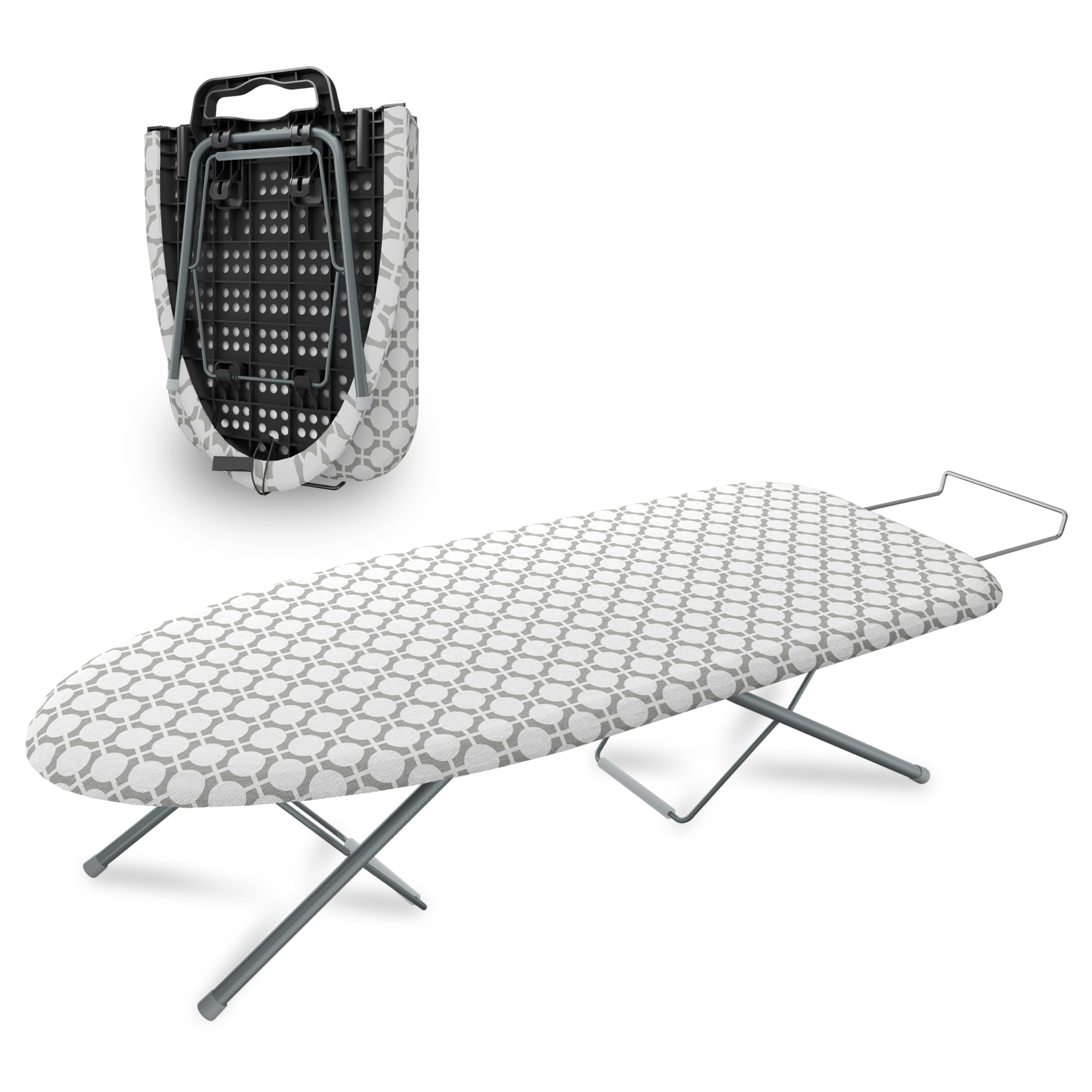 Johgee Foldable Table Top Ironing Board with Iron Rest, Small Travel Ironing Board with Non-Slip Feet for Home & Dormitory, Travel Use, Light Weight, Space-Saving, 77 x 32cm