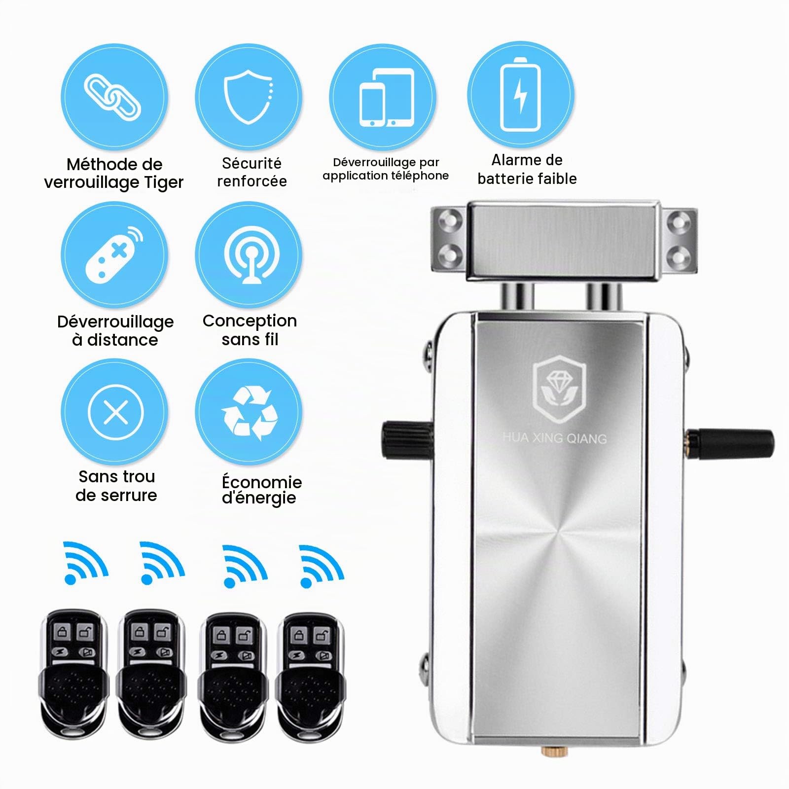 Kit de verrouillage de porte WiFi Smart Home/SmartLife Télécommande Entrée sans clé Verrou électronique Smart Wireless Anti-vol Deadbolt Access Control System for Home Hotel Apartment