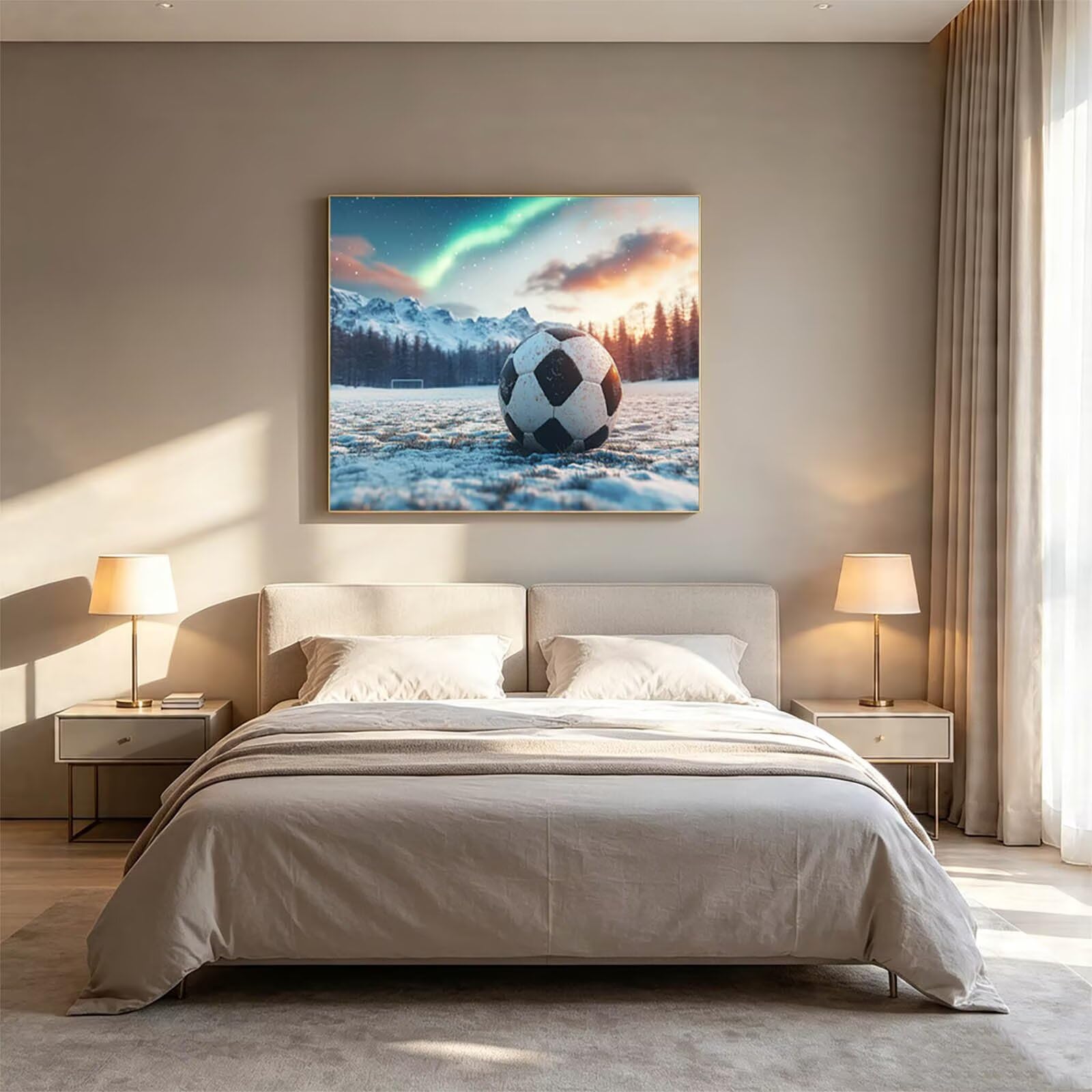 Malen Nach Zahlen Erwachsene FußBall Leinwand zum Bemalen 70x95cm ZSHS1714 | Diy Set Erwachsene mit Acrylfarben Set Pinselset Farbenfrohe Leinwand Aurora für Deko Wohnzimmer Geschenke für Frauen