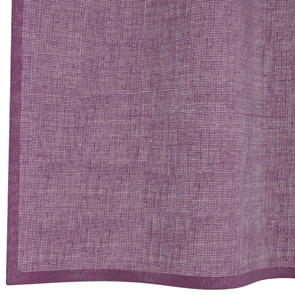 Lot de 2 rideaux en voile avec passants - Violet - 140 x 260 cm - En polyester - Décoration de fenêtre - Brise-vue - Pour séparation de pièce, salon, chambre à coucher, balcon, porte de