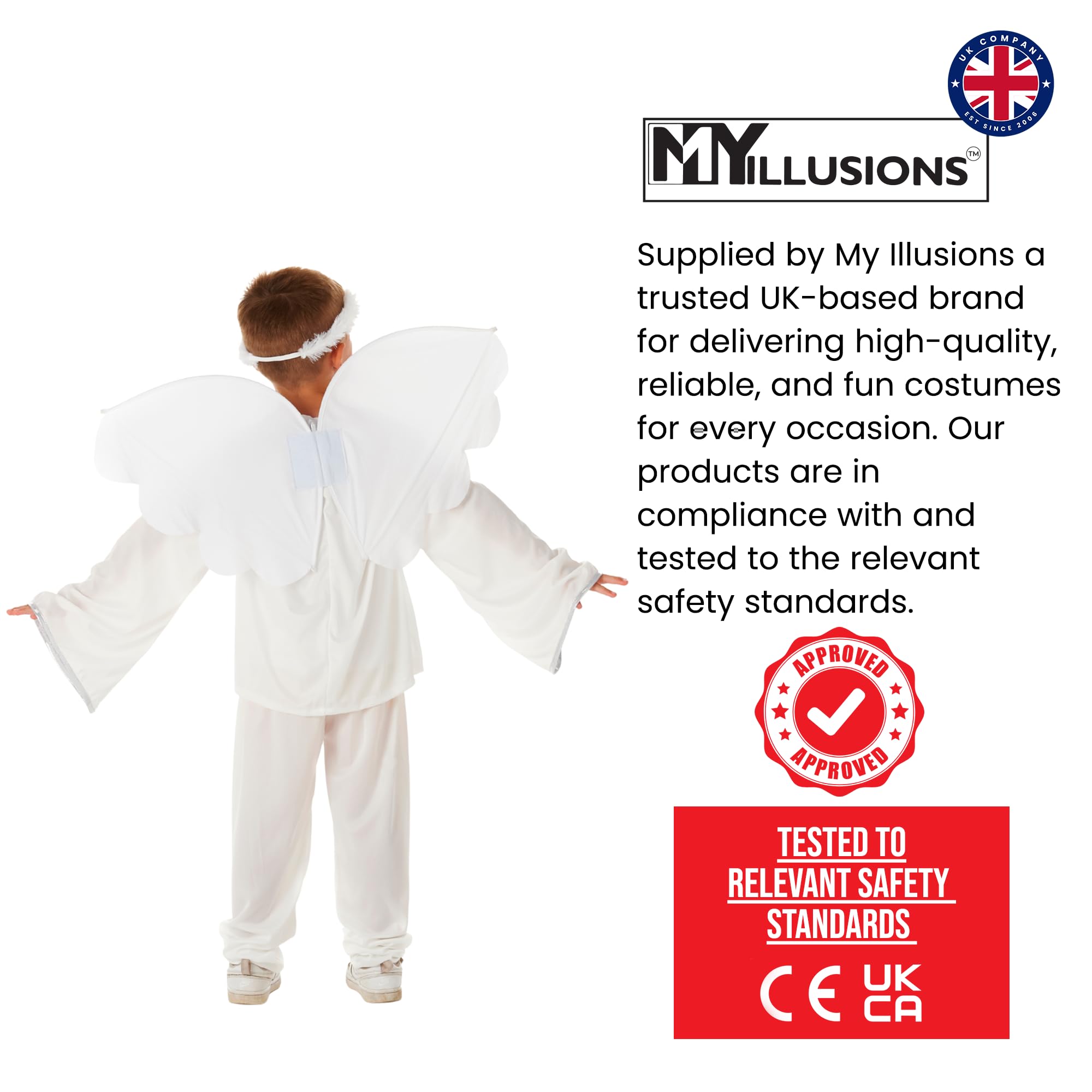 My Illusions Boys Shining Angel Costume Nativity Christmas Fancy Dress Kids Xmas Outfit (XL 11-13 Years), White - Image 4