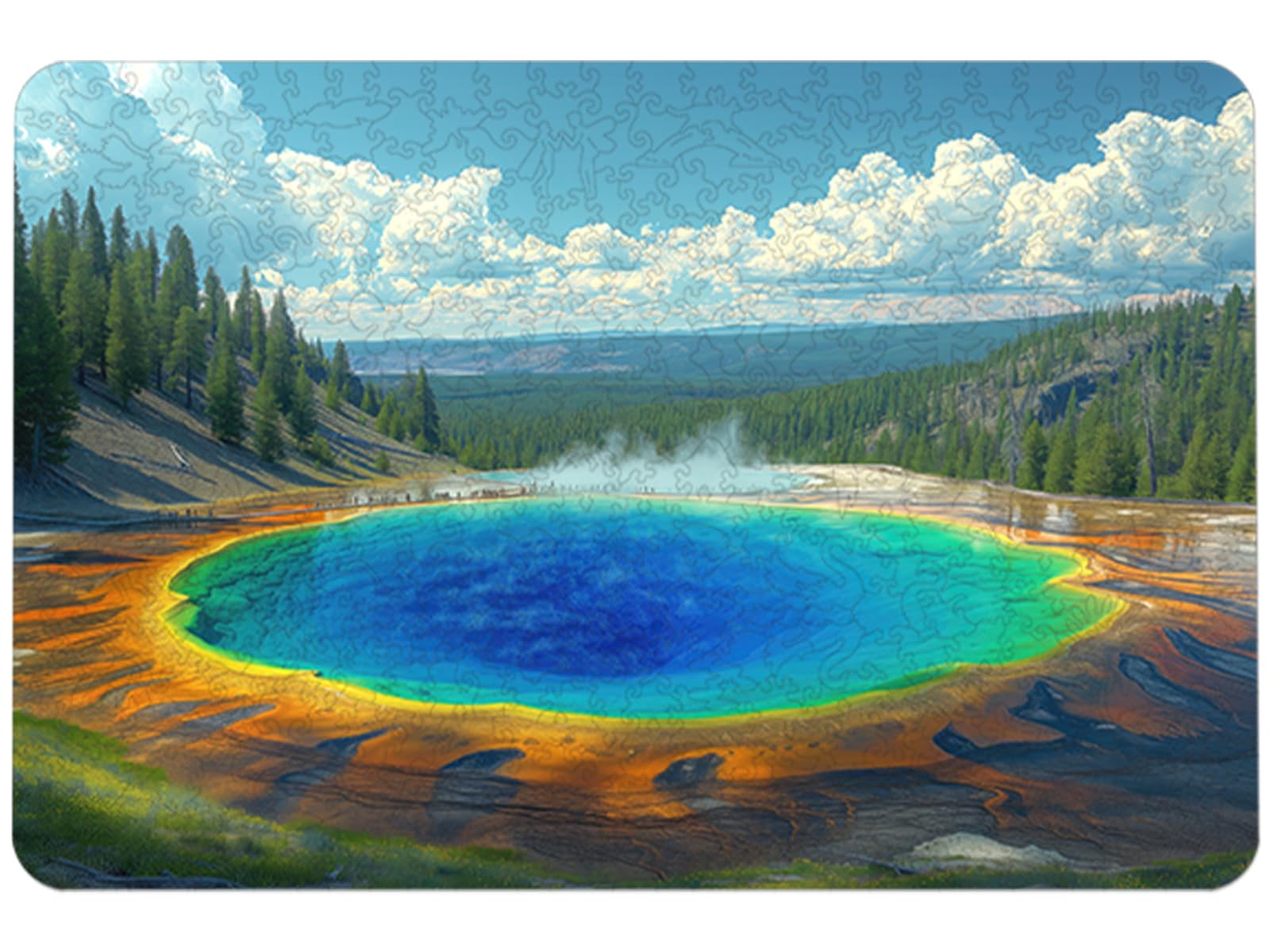 Reouinty Yellowstone Parks Wooden Puzzles for Adults 300 Pieces, Landscape Jigsaw Puzzle, Unique Puzzle, Spring Puzzle, Wooden Puzzle Gifts for Teens
