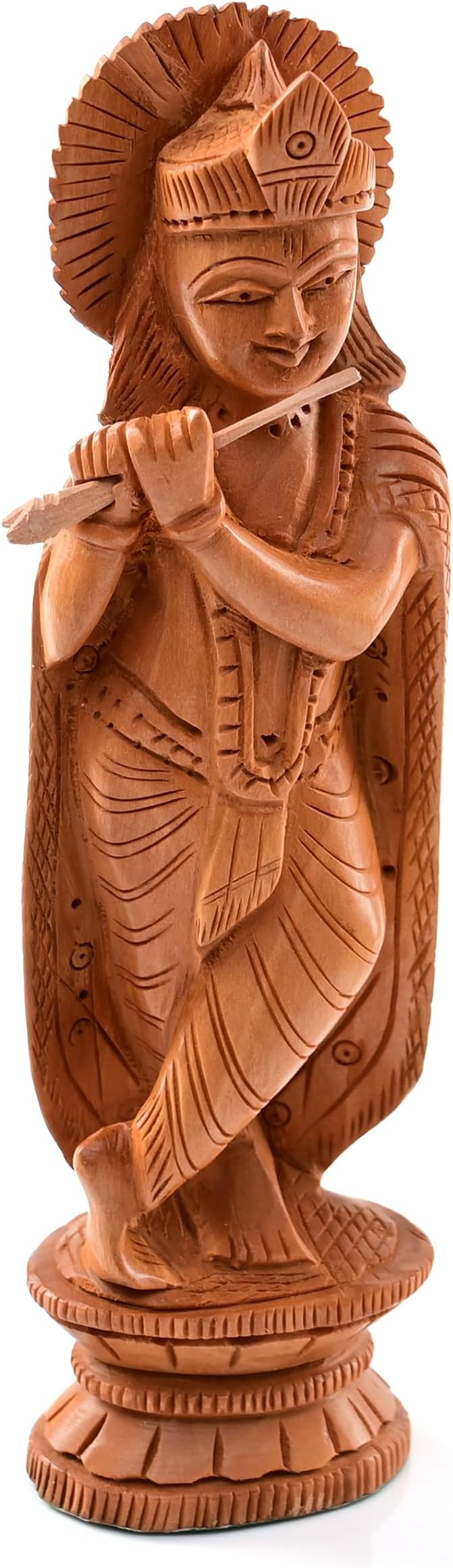 Wooden Indian Statue Sculpture Idol Murti for Home Temple Desk Decoration Pooja Gifting (Krishna - 6 Inch)