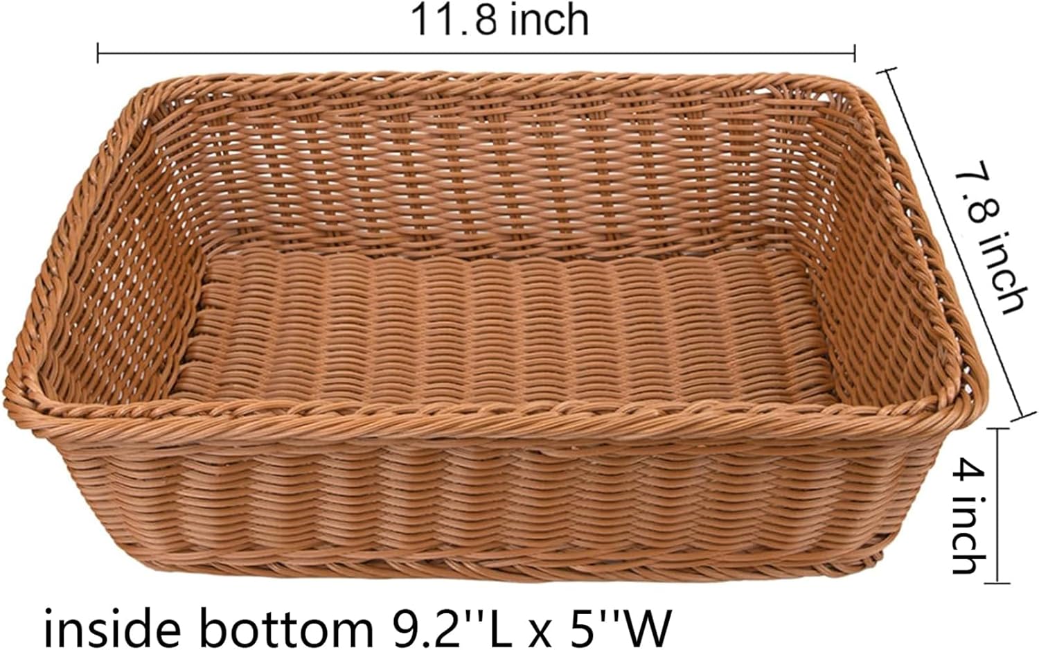 Condition photo showing Good Condition for yarlung 3 pack imitation rattan woven bread baskets, 11.8 x 7.8 inch plastic wicker fruit baskets for food serving, vegetables, kitchen, restaurant, outdoor, brown