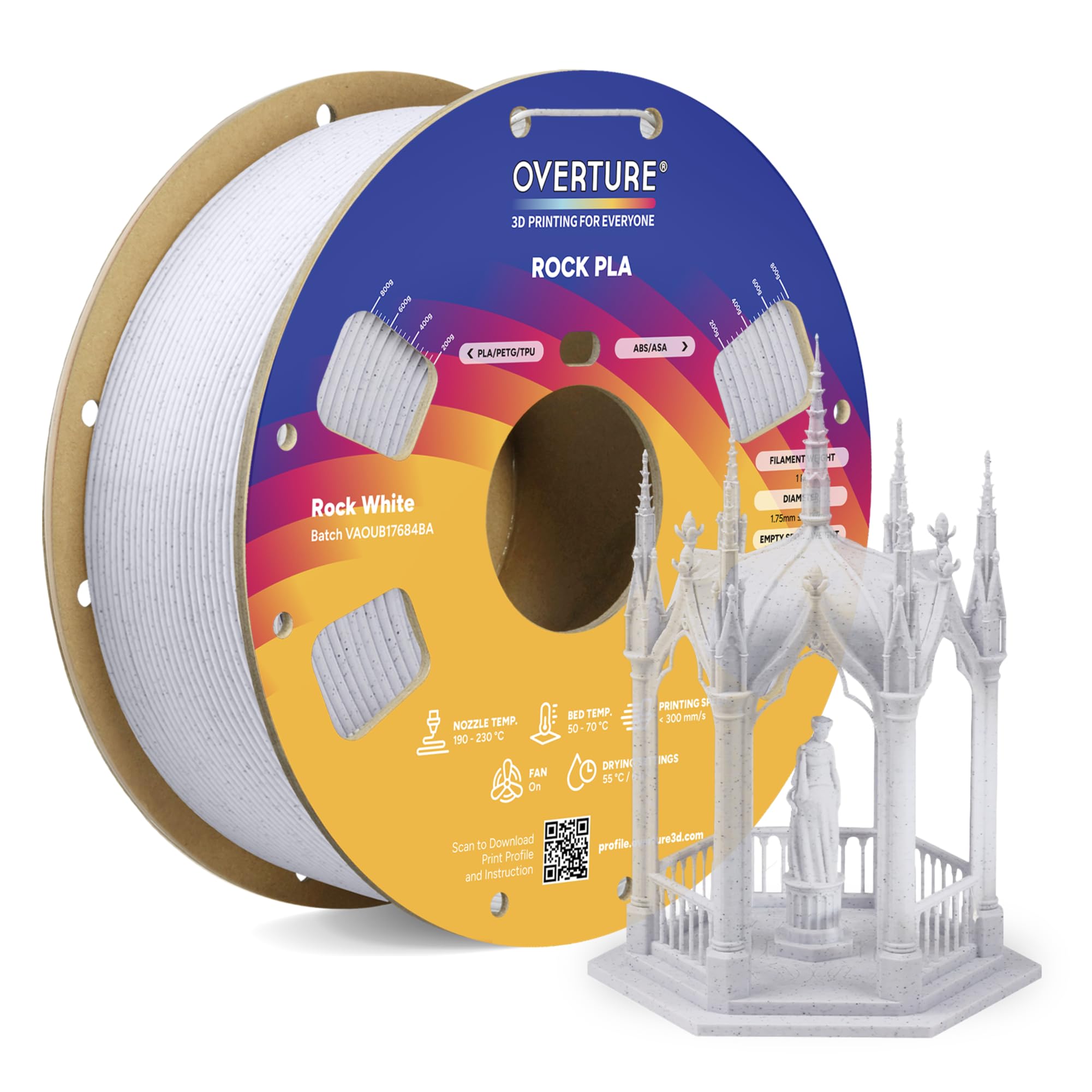 新品未開封　3Dプリンティング　フィラメント　10点セット OVERTURE Rock PLA フィラメント 1.75mm 1kg スプール