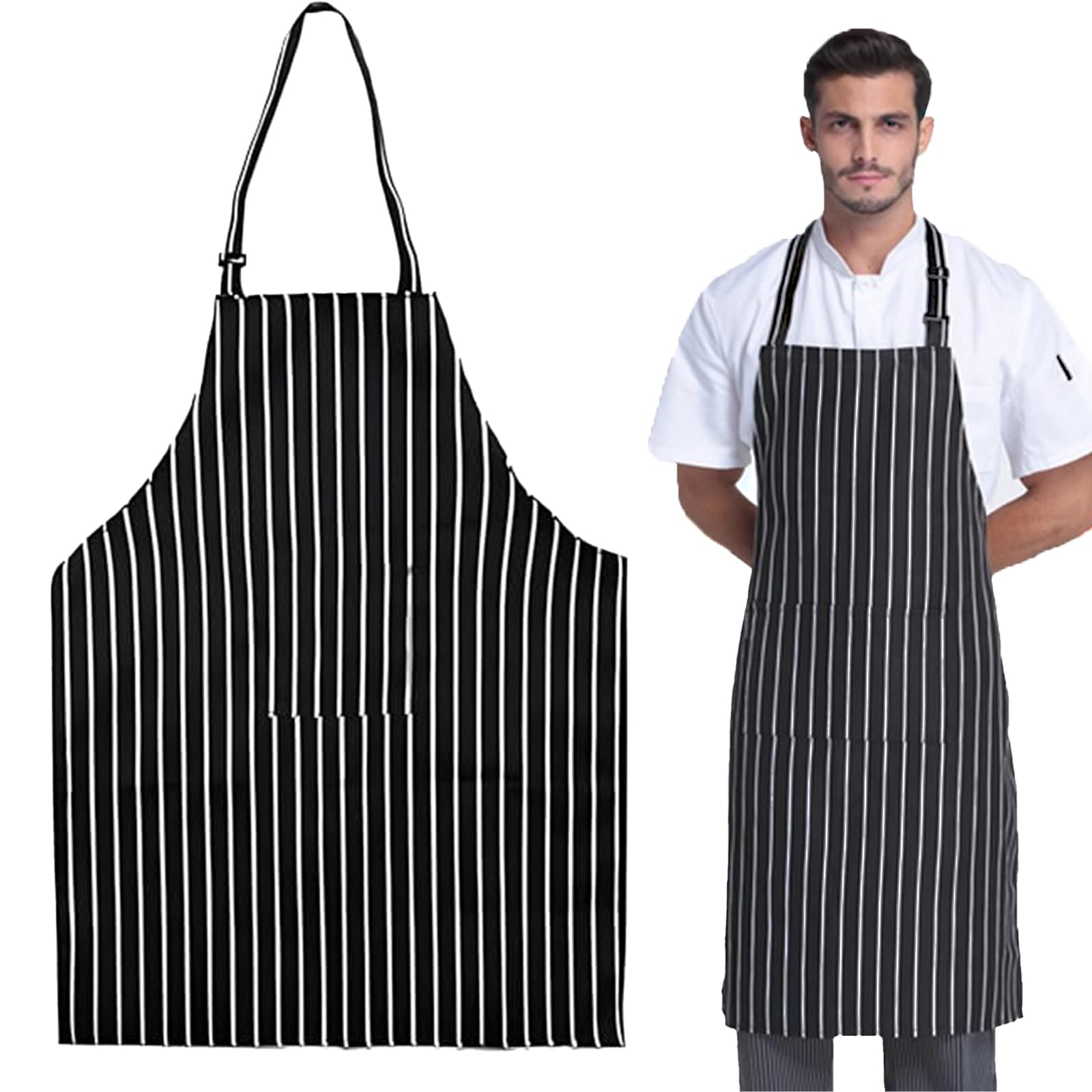 Grembiule Unisex Regolabile Cotone E Lino – Con Tasche, Per Cucina, Barbecue, Ristorante - 5