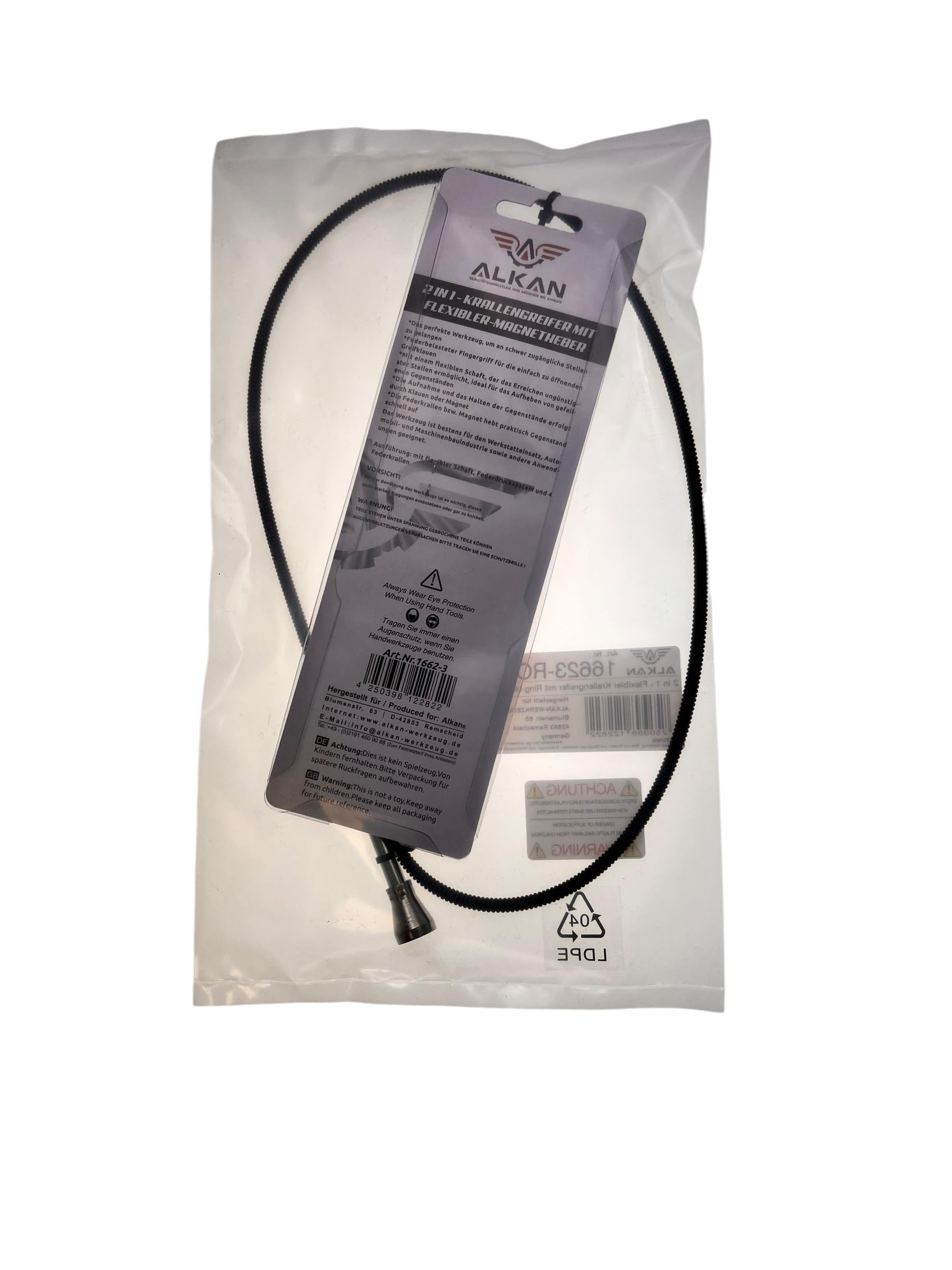 Pince à griffes flexible 2 en 1 - Outil de préhension (système de pression à ressort) avec anneau magnétique - 94 cm - Extra long