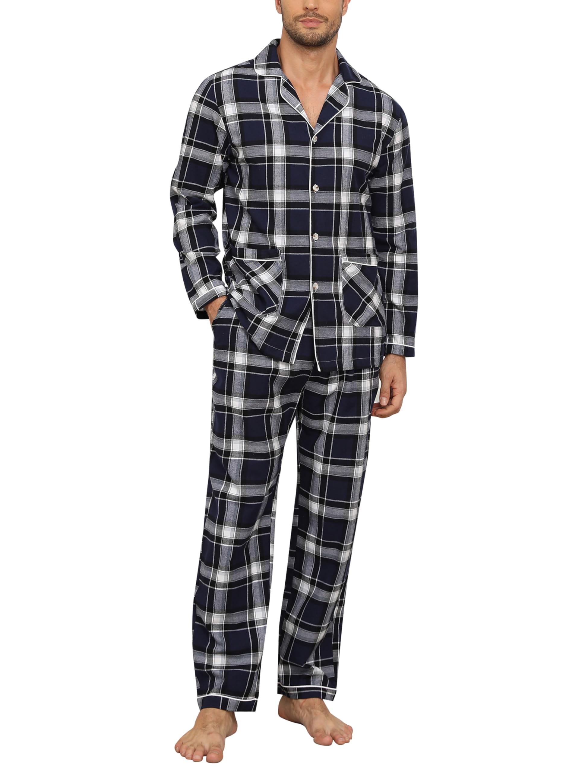 MoFiz Heren Pyjama Set PJ Set V-hals Lange Mouw Top