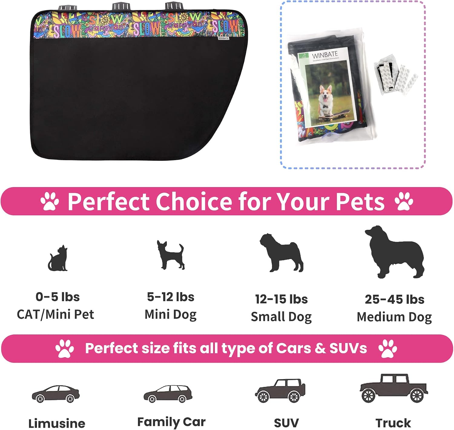 Winbate 2PCS Dog Car Door Protector, 29.5 x 20.47 Car Door Cover Waterproof Scratchproof Nonslip Durable Machine Washable Car Door Protectors from Pet’s Scratching for Cars,Suvs and Trucks
