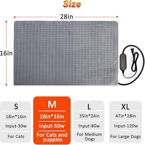 Miniatura 8 de Cama climatizada para gatos, cama climatizada impermeable para perros y gatos con temperatura y temporizador ajustables, alfombrilla eléctrica para