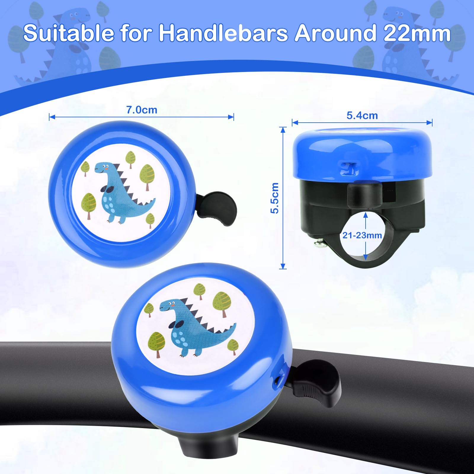 Sonnette De Vélo Dinosaure Pour Enfants - Mini Sonnette De Velo Adaptee Aux Velos Pour Enfants Trottinettes Et Draisiennes