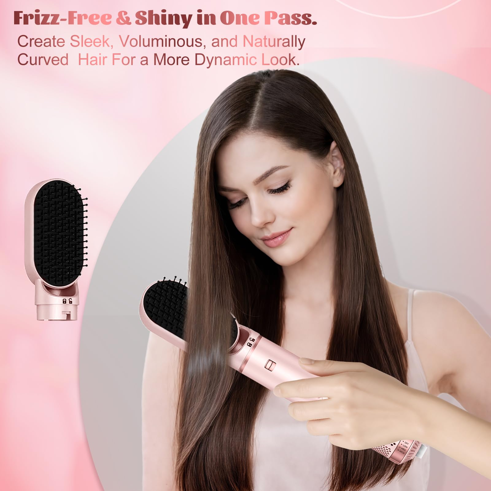 5 in 1 Spazzola Asciugacapelli Airstyler, Arricciacapelli Automatico, Spazzola Lisciante, Volumizzante, Adatto a Tutti i Tipi di Capelli - Blush
