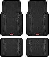 Rubbermaid All-Weather Heavy Duty Floor Mats Full Set - Trim-to-Fit Universal Fit, Anti-Slip Rubber with Aluminum Inserts for Cars SUVs Trucks - Black