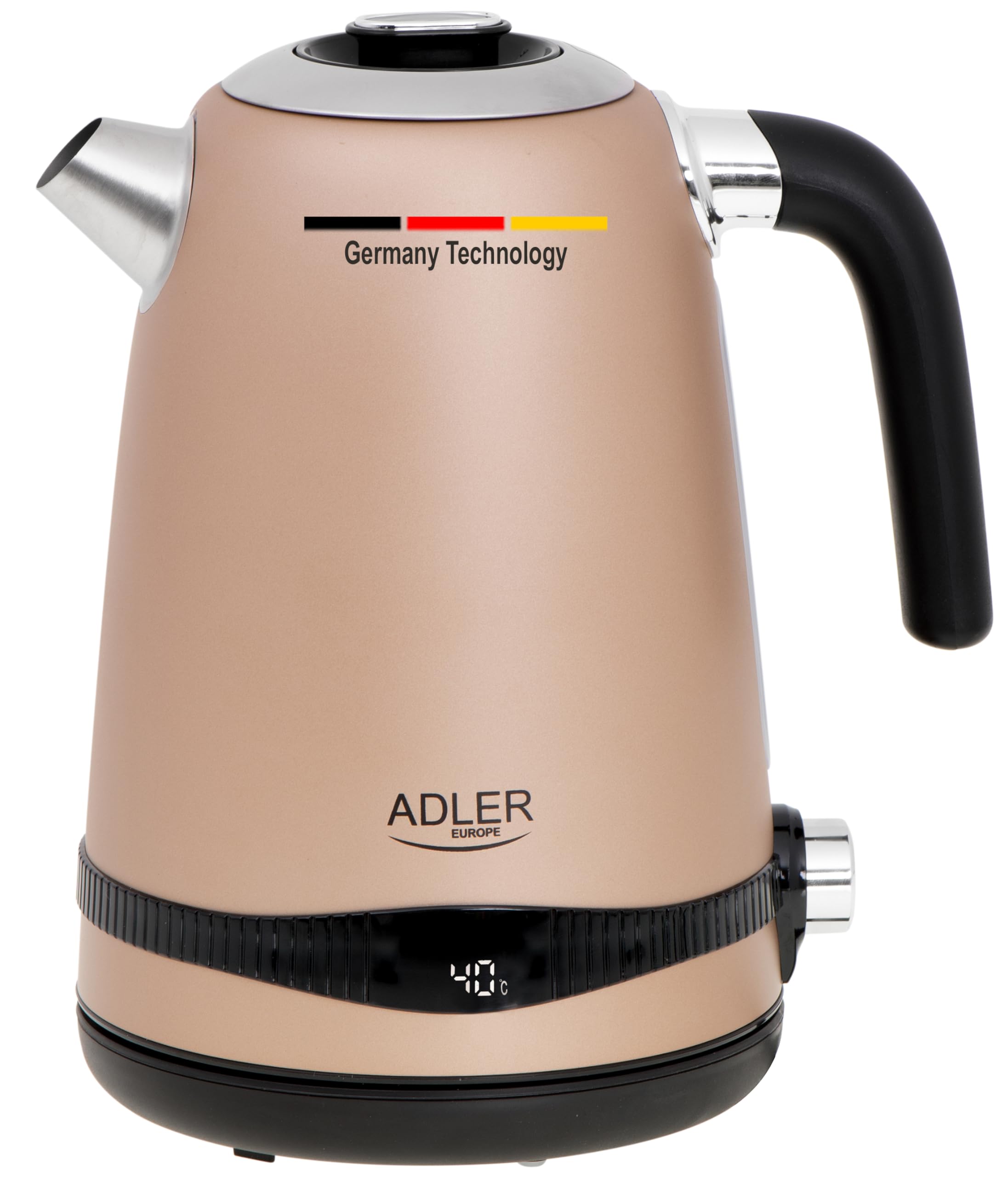 Adlereurope Gerlach Germany temperature control kettle 1.7L with 7-step & LCD Display 2200W BFA free 1 year warranty (gold)