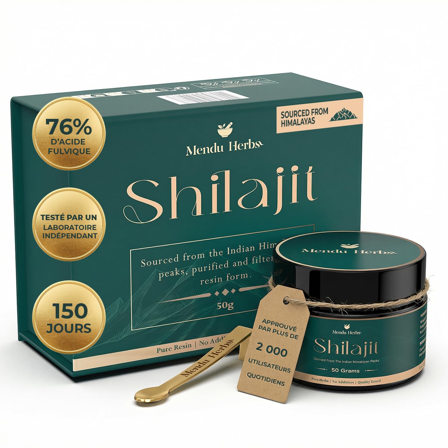 Shilajit Pur Résine 50 g | Shilajit Original Himalaya 100% Naturel | Approvisionnement 3 Mois+ | Riche en Acide Fulvique, +85 Oligo-éléments | Testé en Laboratoire | Végétalien