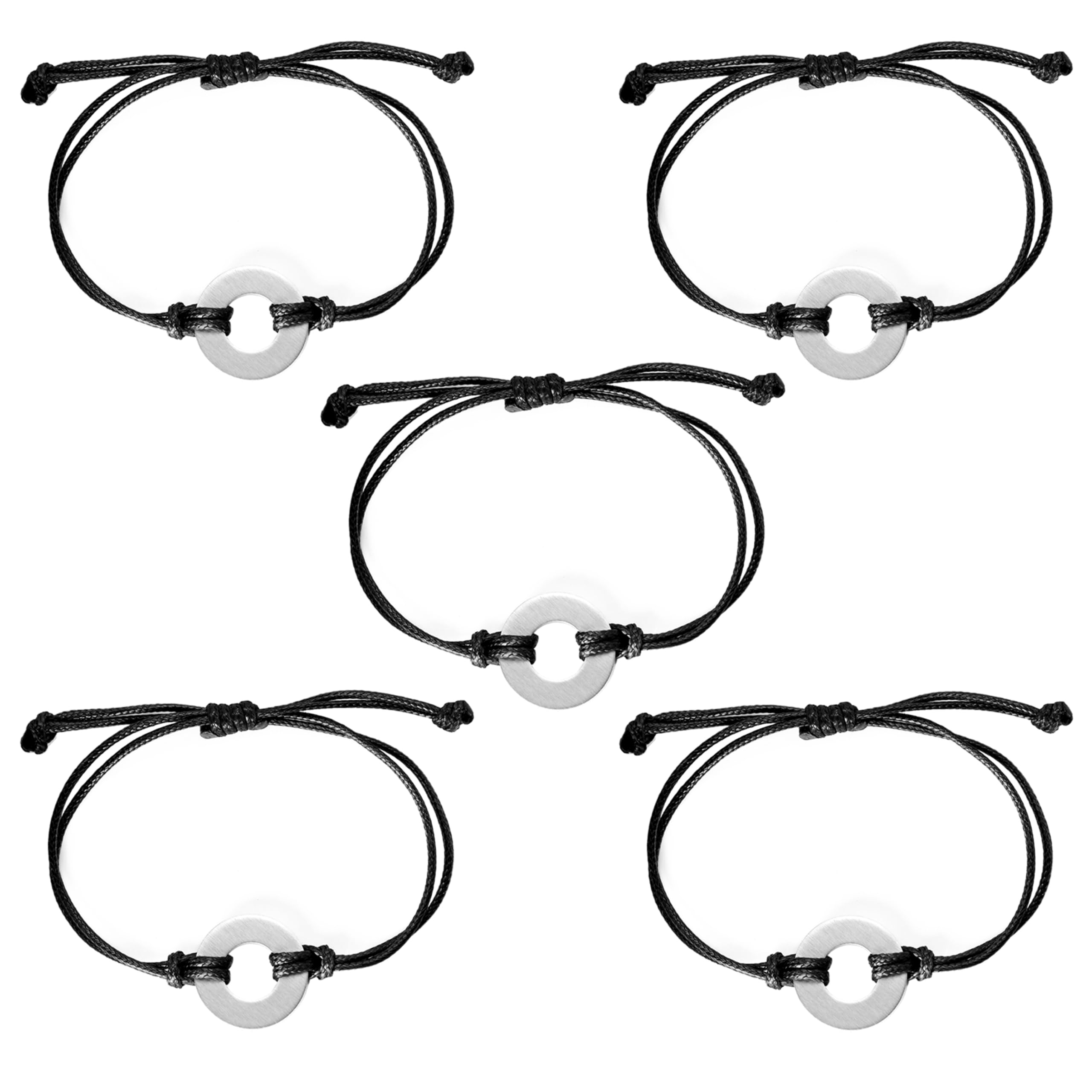 ABBECIAO Aluminum Washer Bracelet Stamping Project Kit for Metal Stamping Adjustable Bracelet Making. Pack of 5