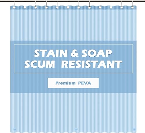 Miniatura 16 de EHZNZIE Forro de cortina de ducha de PEVA ligero, forro de ducha de 72 x 84 pulgadas, impermeable, sin olor químico con 12 ojales de metal a prueba