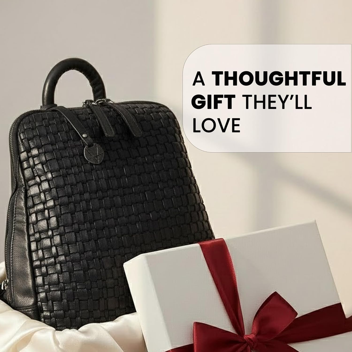 12.5 Inch Genuine Leather Backpack for Women and Men, Black Leather Backpack with Adjustable Shoulder Strap - Image 8