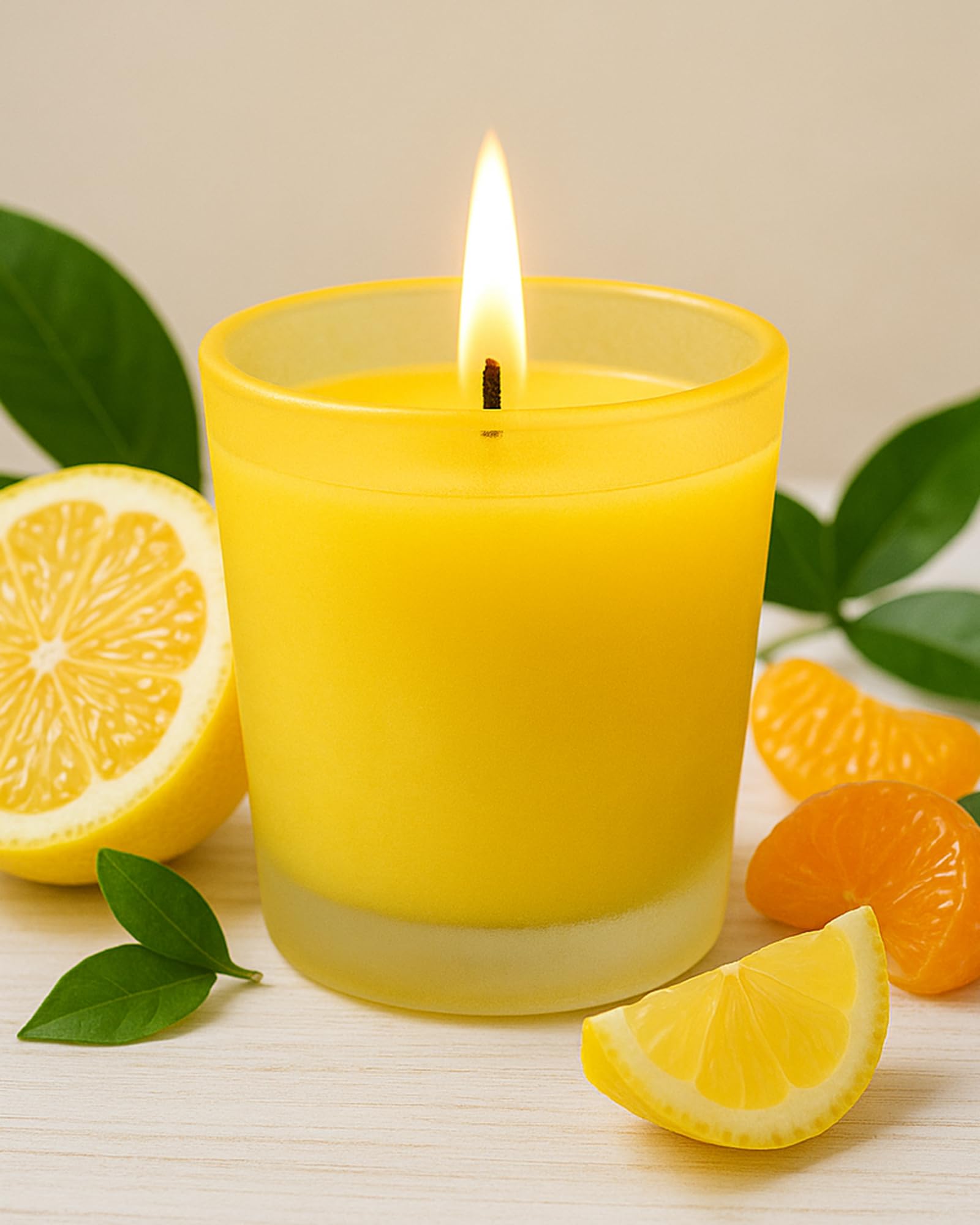 Homesake® Premium Scented Candles in Glass, 2.5 Inch Wax Colored Scented Votive Candle with Fragrance for Diwali Decor, 11 Hours Burning, Citrus Mandarin | Festive Decor | Diwali Decoration for Home