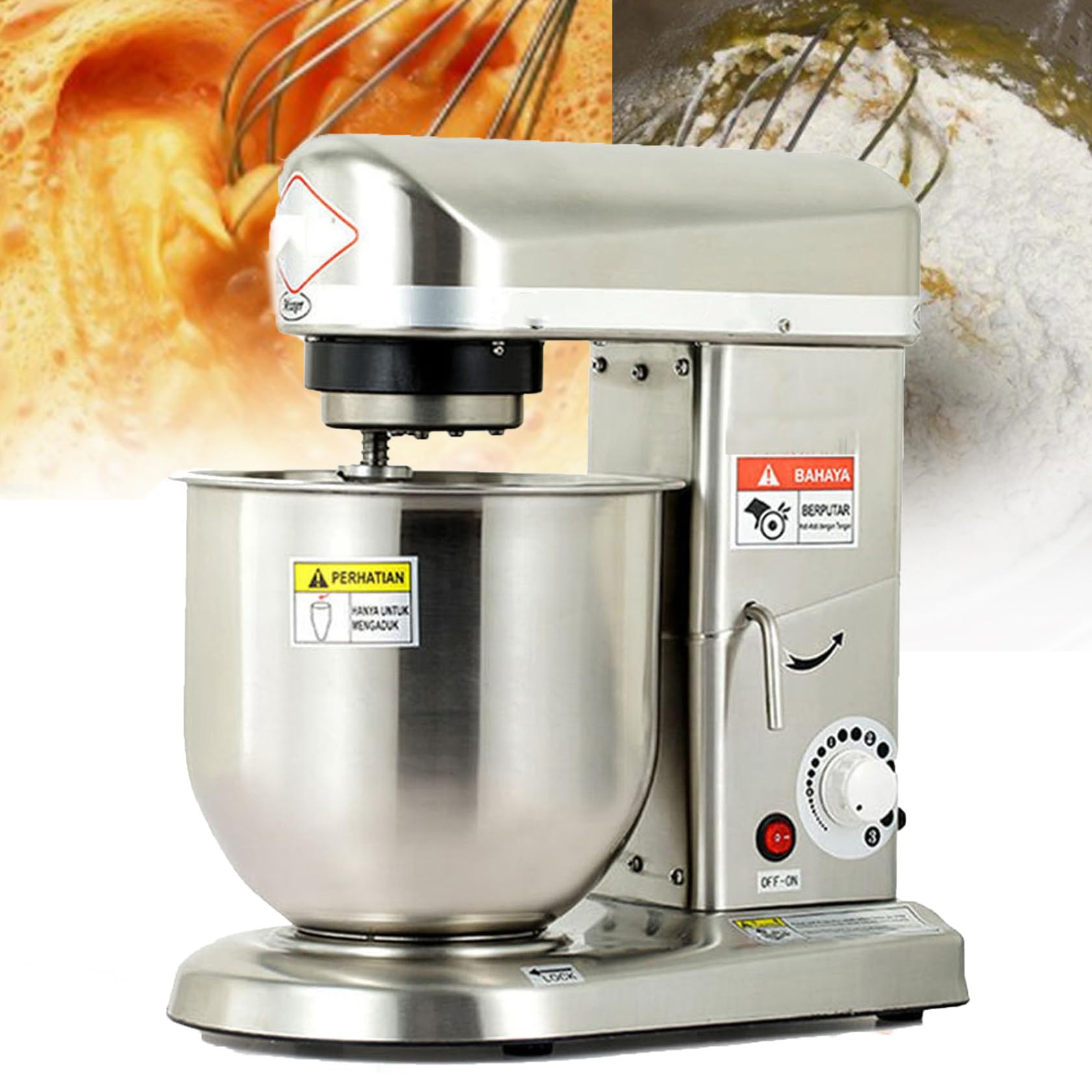 GLJTUO mixers for baking Dough Mixer Commercial Kneading Machine Commercial Food Mixer, 10L Stand Mixer, Electric Food Mixer,With 3 Speeds Adjustable,for Bakery Pizzeria Restaur,Stainlesssteel