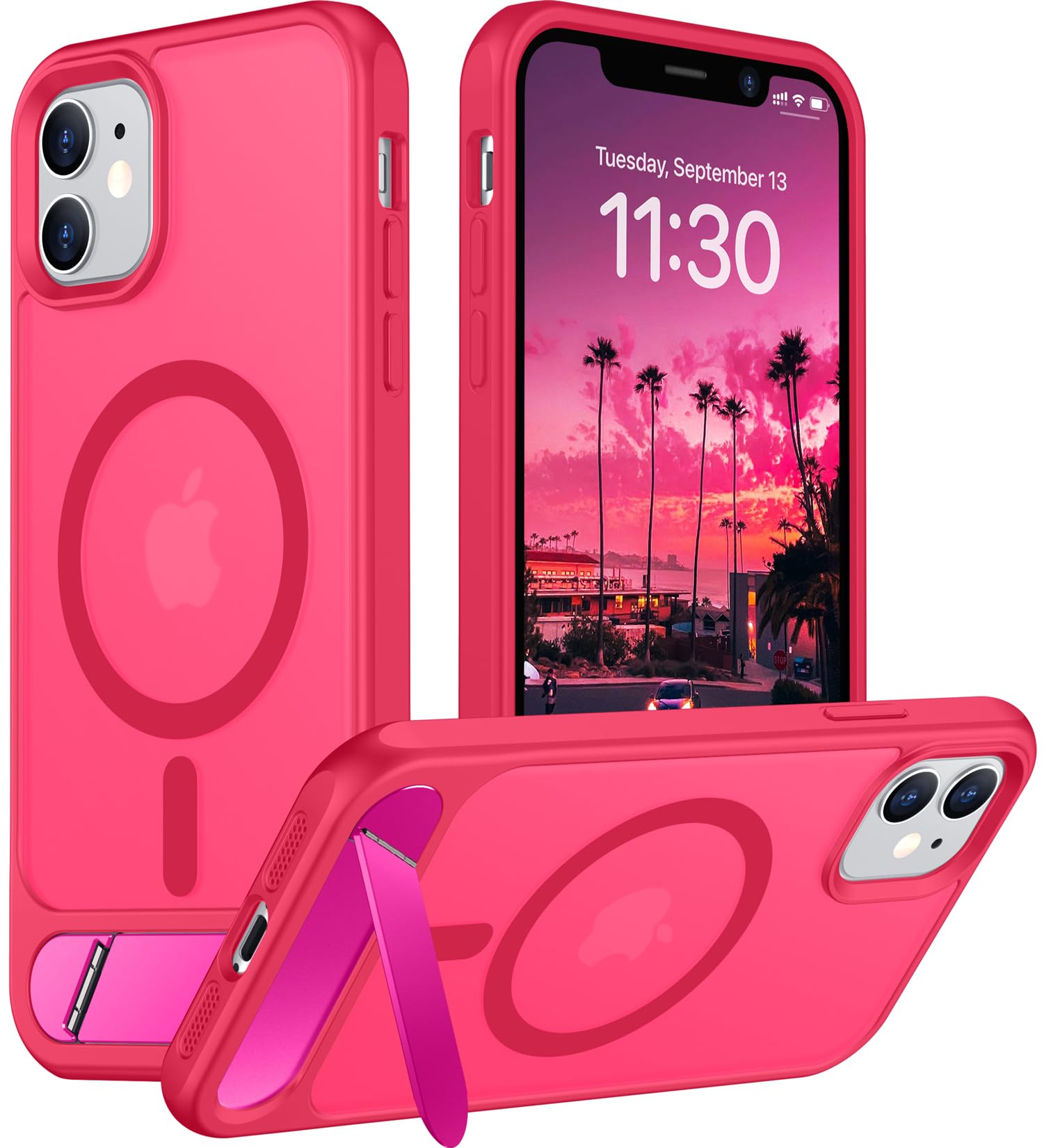 Temdan Magnetic Compatible with iPhone 11 Phone Case, [Built-in Invisible Kickstand][Compatible with MagSafe] [Military Grade Shockproof] Slim Translucent Matte Phone Case for iPhone 11 6.1"