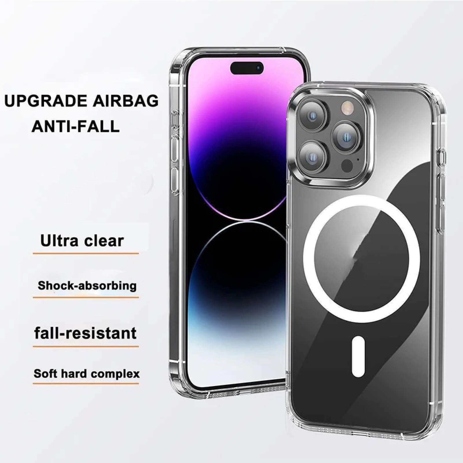 Funda de Silicona Transparente para iPhone 16, 15, 14, 13 y 11 Pro MAX, Parte Trasera Antideslizante con Borde Elevado (Transparente/para iPhone 11 Pro)