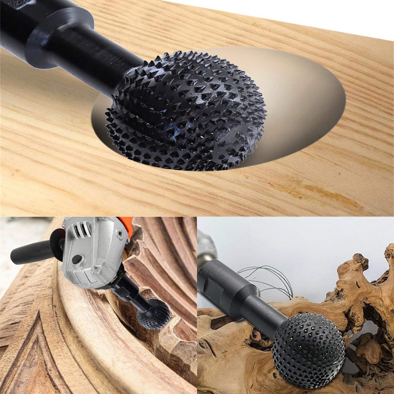 2Pcs Fraise Bois Spherique Gouge Sculpture a Bois 25mm/40mm Outillage Menuiserie Bois Outils Bois Fraise Carbure Rape Rotative pour Perceuse Meuleuse à Bille Disque de Fraisage pour 115/125mm
