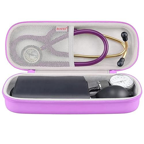 Vista 2 de BOVKE - Funda de transporte para estetoscopio Littmann Classic III 3M, espacio adicional para martillo Taylor Percussion Reflex y linterna LED Negro