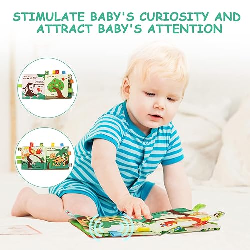 Miniatura 3 de Vicloon Libros Blandos para Bebés Juguetes, Libro Blando para Bebé con Animales y Etiqueta, Libro de Tela con 3D para Tocar y Sentir con Efecto