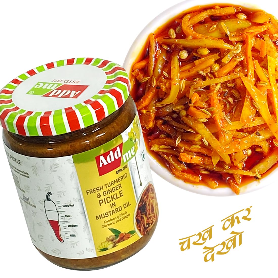 Add me Homemade Haldi aur adrak ka achar 500gm, Fresh Mix Pickle of Turmeric and Ginger Glass Pack - Image 4 thumbnail