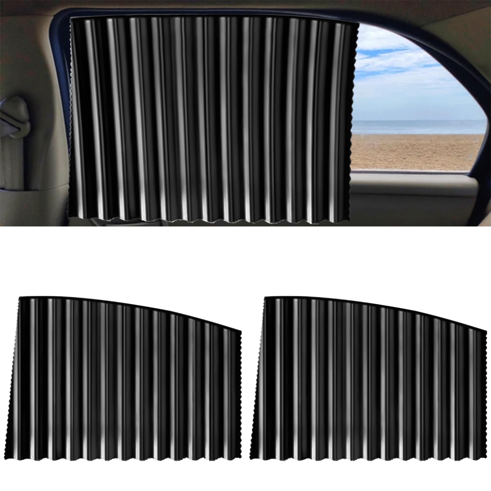 2PCS Sun Shade for Car Window, Car Window Curtains, Universal Privacy Magnetic Car Window Shades,Sun Shade for Car Window Keeps Cool, Car Window shade for baby（Rear）
