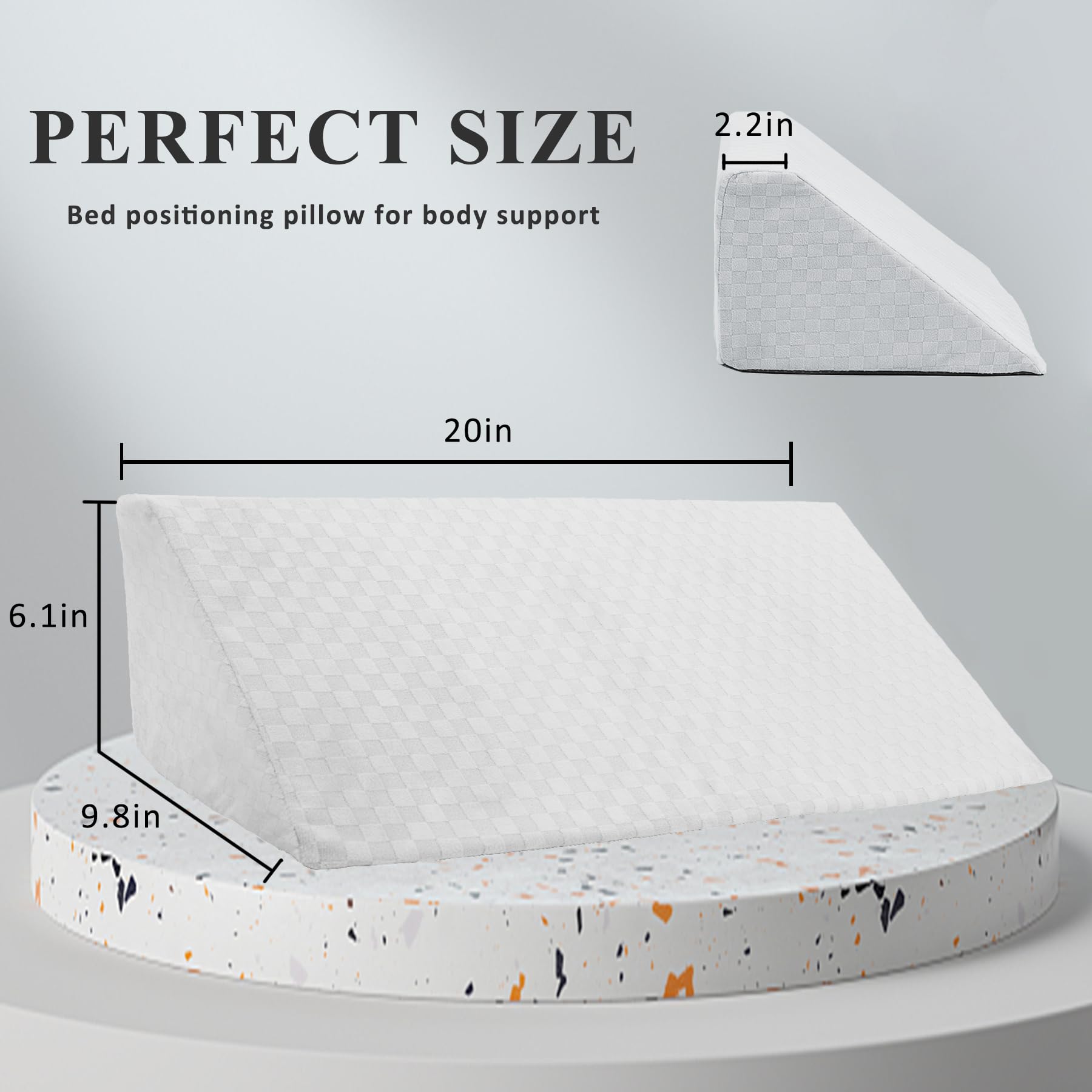 Almohada de cuña para cama para dormir de lado, almohada triangular de posicionamiento corporal adecuada para embarazo y cirugía, evita dolores de cama para soporte de piernas y espalda con