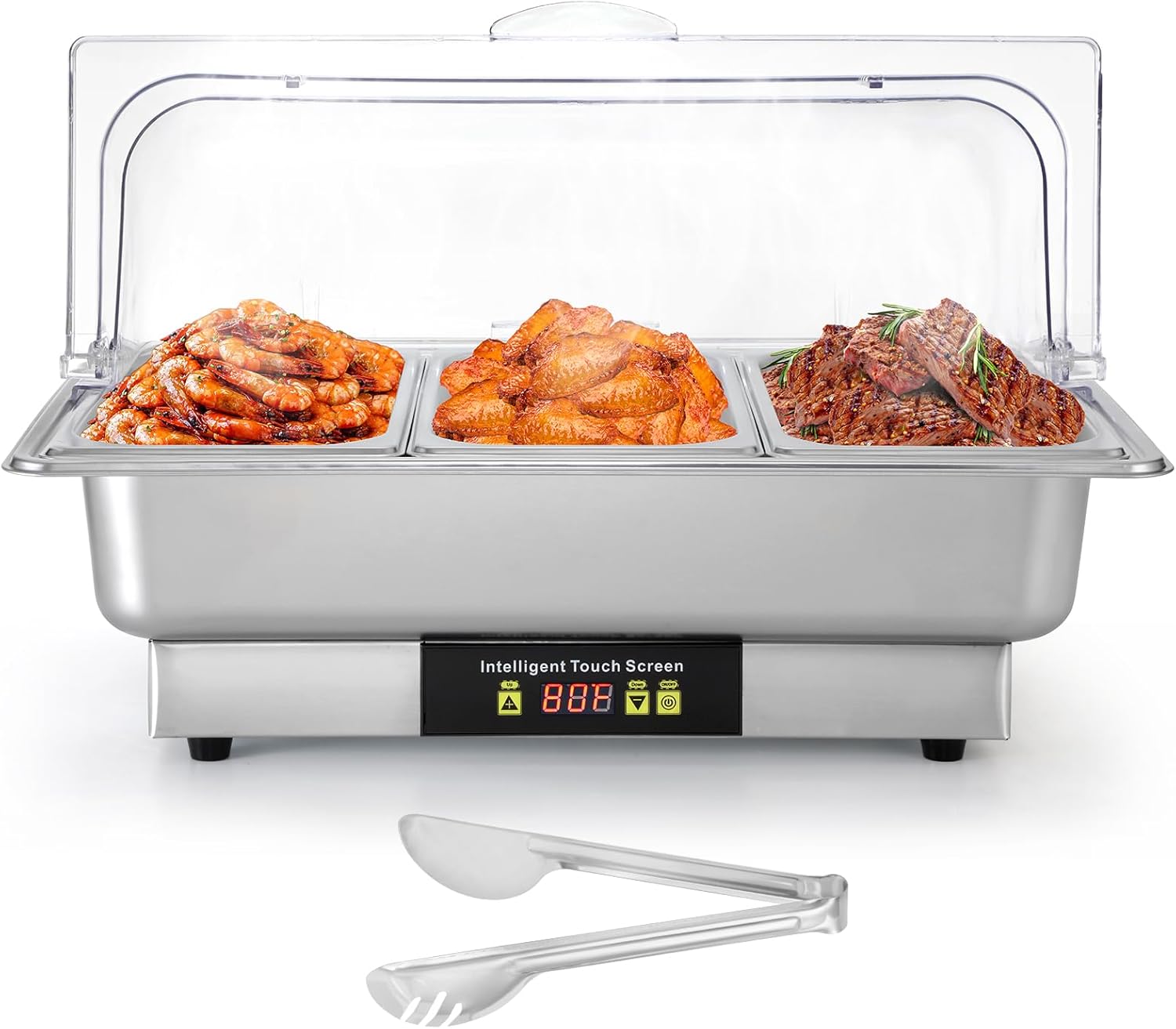 Dyna-Living Electric Chafing Dishes for Buffet 9.5QT Buffet Servers and Warmers, 600W Food-Grade Stainless Steel Food Warmers for Parties Buffet, 1/3 Half Size Buffet Trays and Warmers