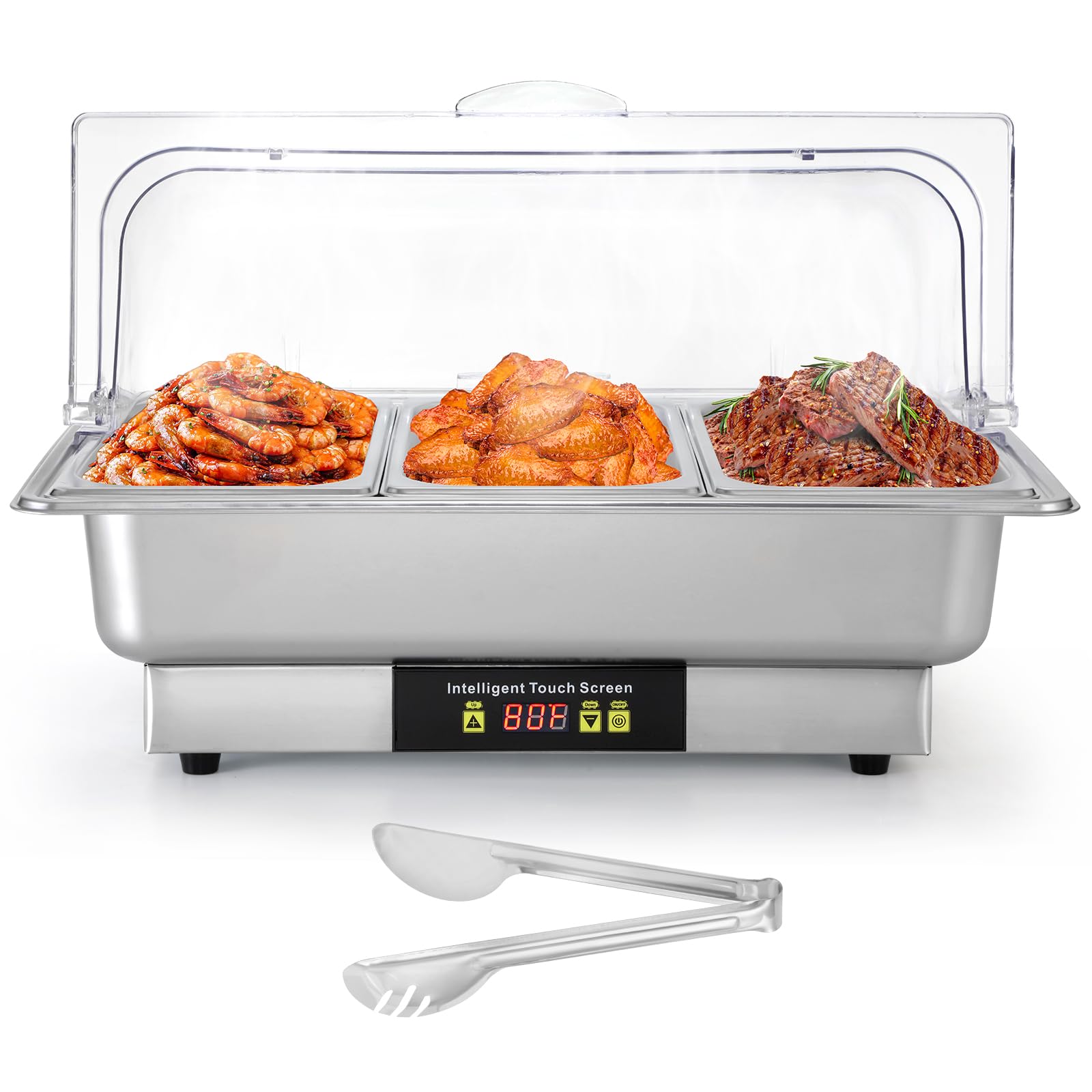 Dyna-Living Electric Chafing Dishes for Buffet 9.5QT Buffet Servers and Warmers, 600W Food-Grade Stainless Steel Food Warmers for Parties Buffet, 1/3 Half Size Buffet Trays and Warmers