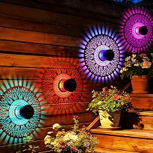 4Pack RGB Solar Lantern Outdoor Waterproof Wall Light Mandala Garden Decor