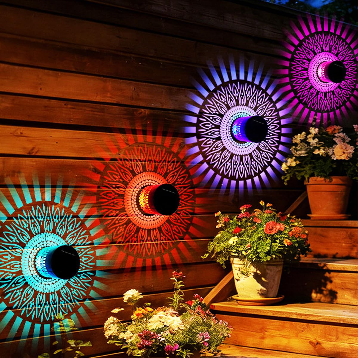 Lanterne solaire rétro étanche en métal creux