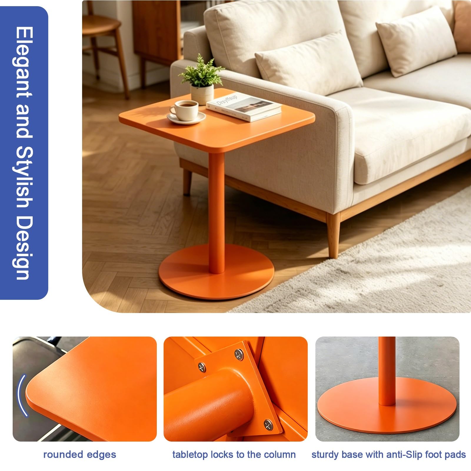 Kwadratowy stolik końcowy do salonu, nowoczesny stolik na napoje i przekąski, stylowe meble do domu, śniadania i jadalni, elegancki design do każdej przestrzeni