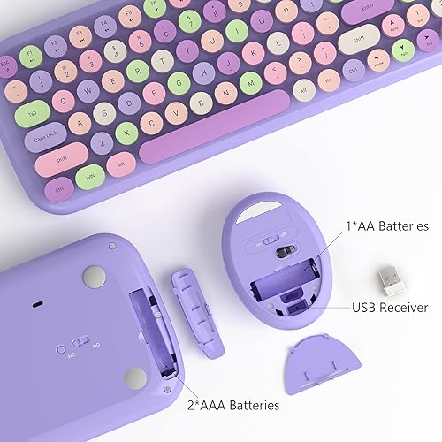 Miniatura 5 de MOFII Combo de teclado y mouse inalámbricos, 2.4 G retro máquina de escribir teclado inalámbrico con teclado numérico y mouse inalámbrico