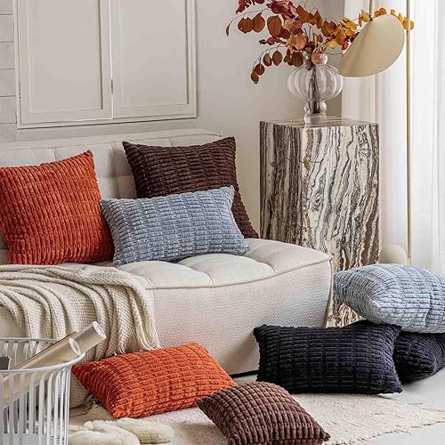 Miniatura 2 de JUSPURBET Juego de 2 fundas de cojín de pana suave de 12 x 20 pulgadas con cremallera invisible para sofá y cama, fundas decorativas bohemias