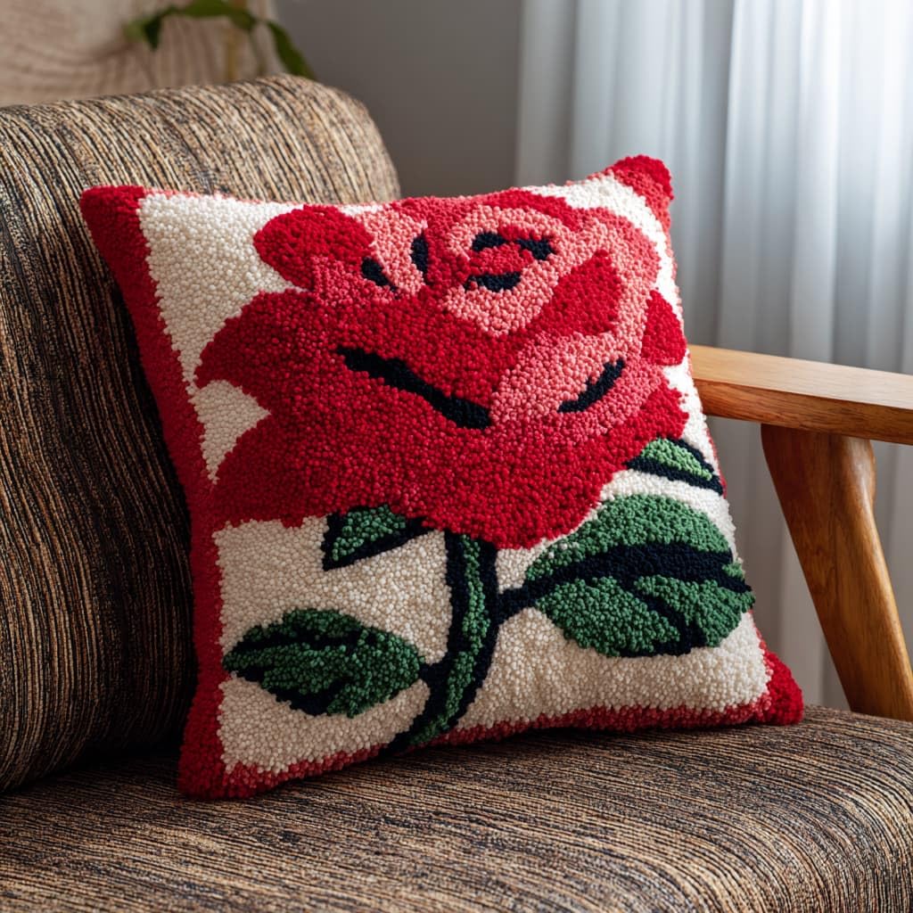 WallustrioaW Latch Hook Kits Pillow,Roses