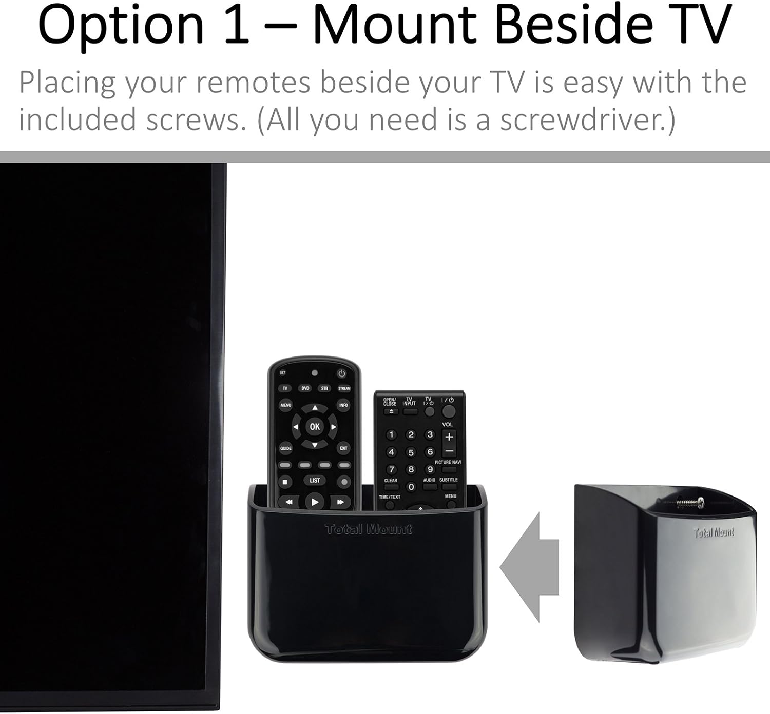 TotalMount Universal Remote Control Holder - Large (Black)