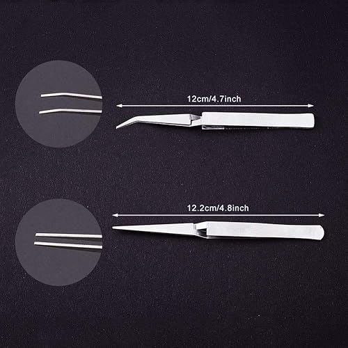 Miniatura 3 de WANDIC Juego de pinzas de precisión, 6 piezas, 2 estilos, pinzas de acero inoxidable, kit de reparación para manualidades, joyería, electrónica,